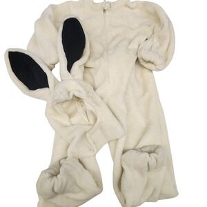 Vintage handmade BunnyRabbit Costume 8/10 Jumpsuit Hood WhiteFurryHalloween fnaf